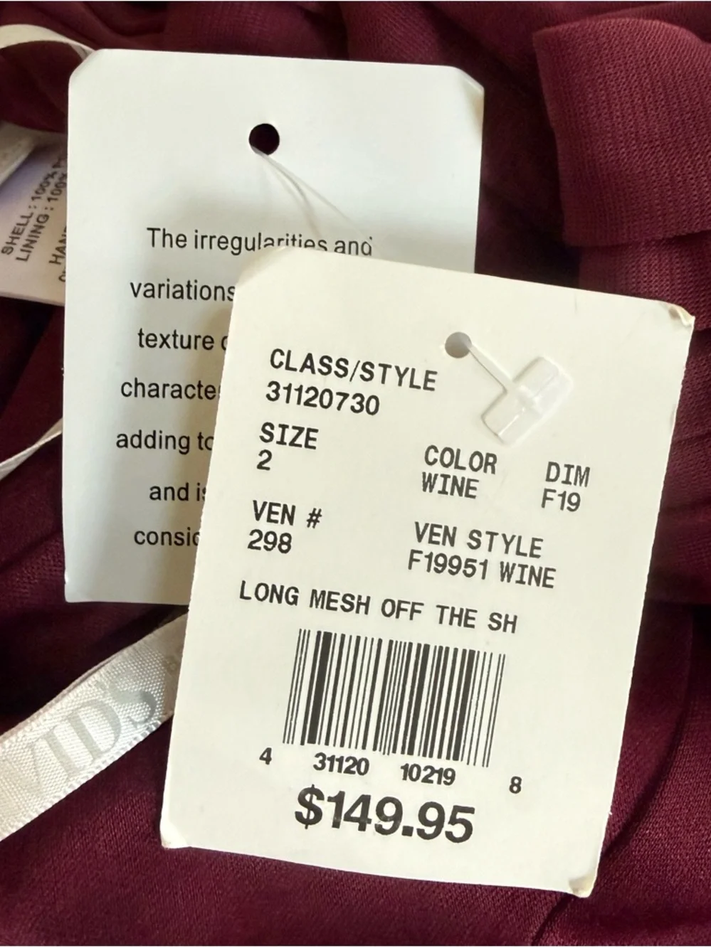 NWT David’s Bridal Off-Shoulder Evening Gown in Wine! Size 2! NEW! - Picture 14 of 15